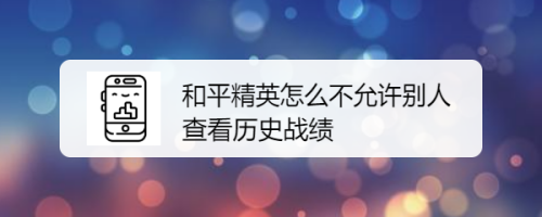和平精英怎么不允许别人查看历史战绩