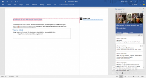 如何使用Word 2016的研究员功能